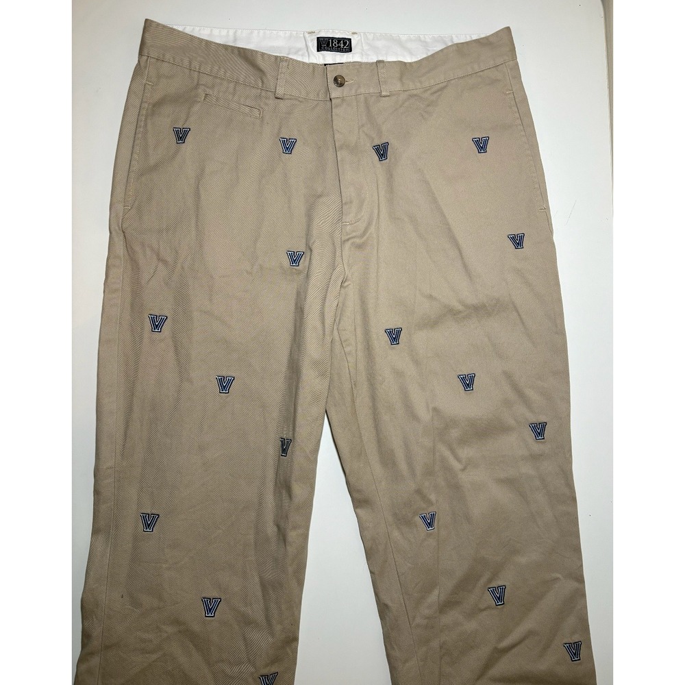 Villanova Men's Embroidered Khaki Pants | 38 X 35